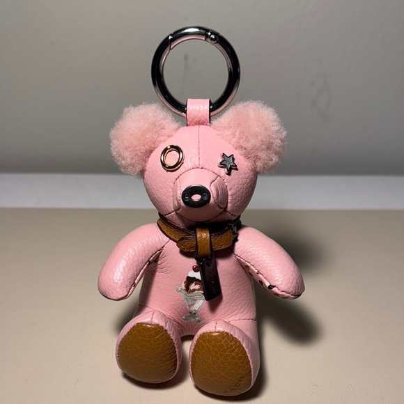 COACH PINK LEATHER ICE CREAM BEAR CHARM - Picture 1 of 6